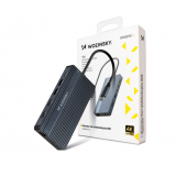 Adapteris USB C 3.2 → USB C (100W) + USB C 3.2 + 4xUSB 3.2 + 2xUSB 2.0 + 2xHDMI + RJ45 + AUX + SD + TF (14-in-1) pilkas (grey) Wozinsky WDS03Y5S 